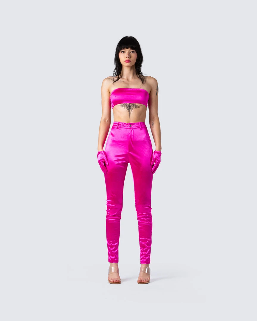 Dios Bottoms Lydia Magenta High Waist Pant 6 Dios Bottoms Lydia Magenta High Waist Pant