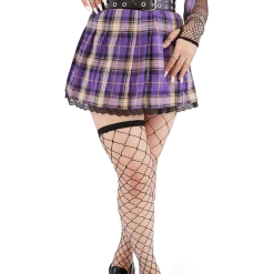 FINESSE Bottoms Arlene Grape Soda Laced Plaid Skirt