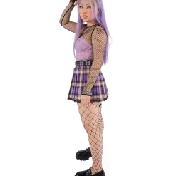 FINESSE Bottoms Arlene Grape Soda Laced Plaid Skirt