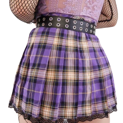 FINESSE Bottoms Arlene Grape Soda Laced Plaid Skirt