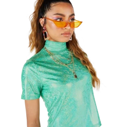 FINESSE Tops Taki Glam Rock Shimmer Top