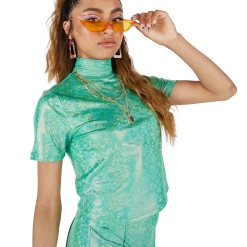 FINESSE Tops Taki Glam Rock Shimmer Top