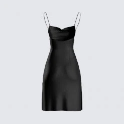 FINESSE Shay Black Satin Dress