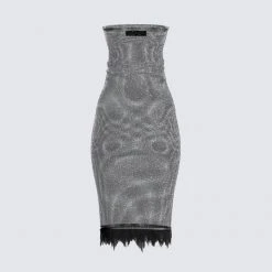FINESSE Vicky Black Feather Trim Dress