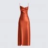 FINESSE El Orange Satin Maxi Dress 2 FINESSE El Orange Satin Maxi Dress