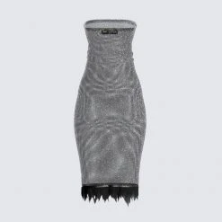 FINESSE Vicky Black Feather Trim Dress