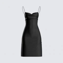 FINESSE Shay Black Satin Dress