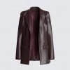 FINESSE Thea Brown Leather Blazer Outerwear
