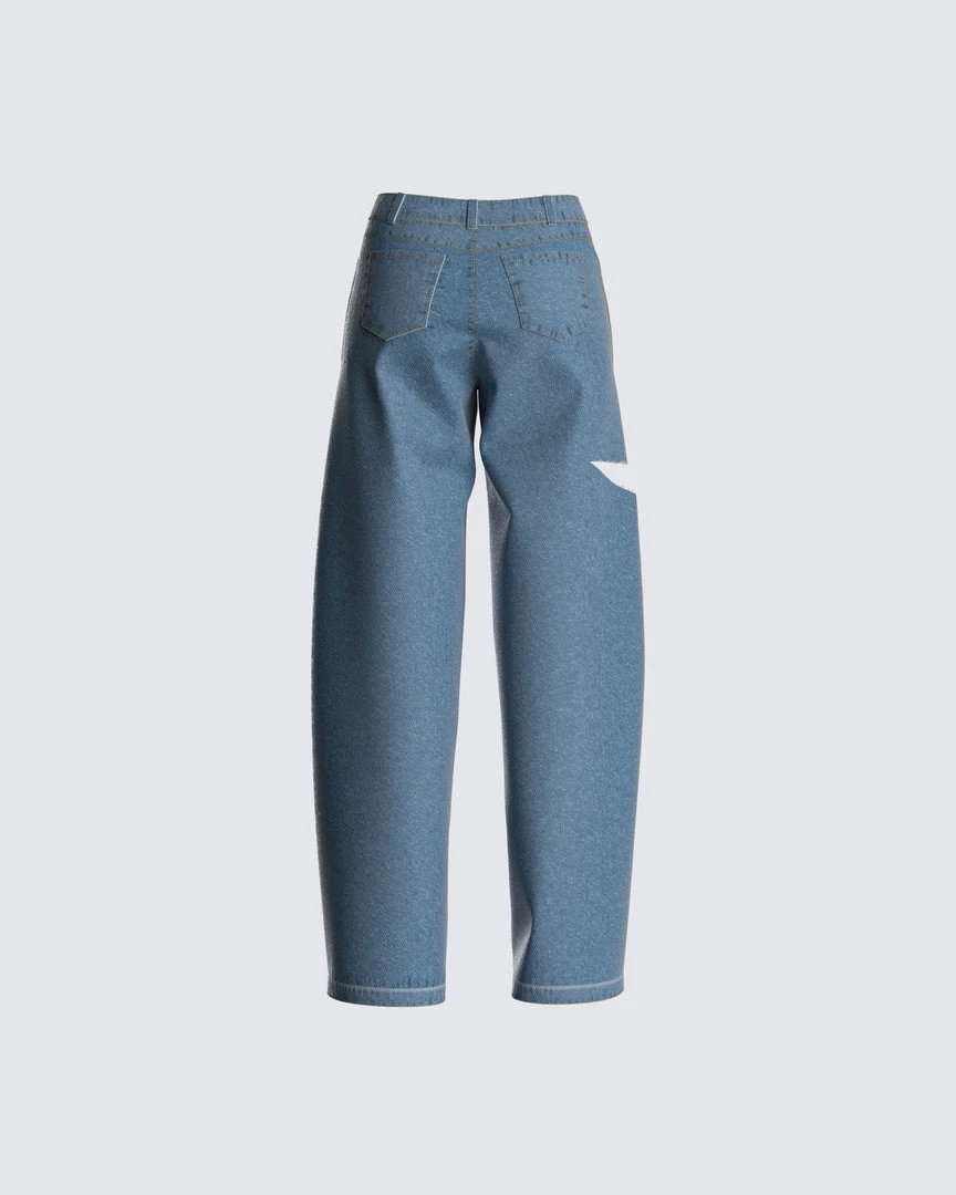 FINESSE Nena Wide Leg Blue Jeans Bottoms 5 FINESSE Nena Wide Leg Blue Jeans Bottoms
