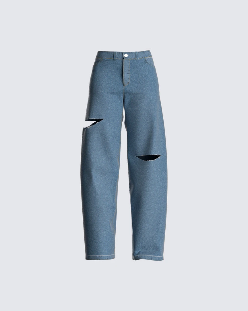 FINESSE Nena Wide Leg Blue Jeans Bottoms 3 FINESSE Nena Wide Leg Blue Jeans Bottoms