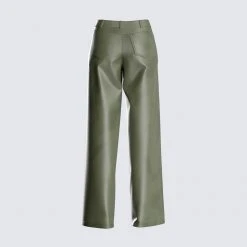 FINESSE Anna Olive Leather Pant Bottoms