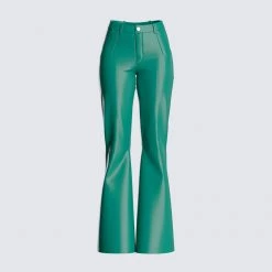 FINESSE Stella Green Leather Pant Bottoms