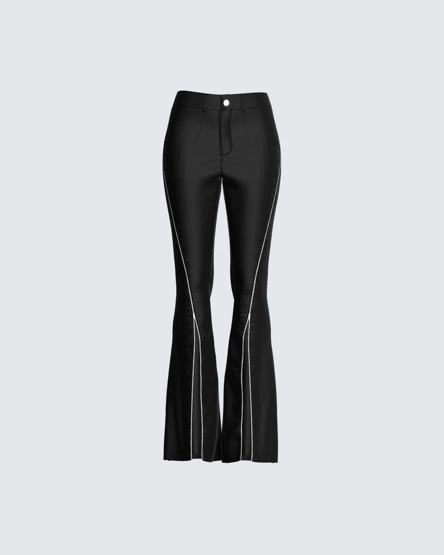 FINESSE Lucia Black Zipper Pant Bottoms 3 FINESSE Lucia Black Zipper Pant Bottoms