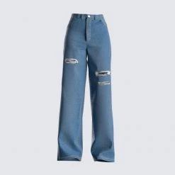 FINESSE Amelia Distressed Jeans Bottoms