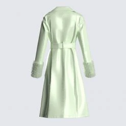 FINESSE Anna Sage Leather Shearling Coat