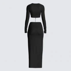 FINESSE Nadia Black Top & Skirt Set