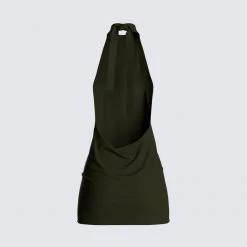 FINESSE Jess Olive Halter Dress Dresses 8 FINESSE Jess Olive Halter Dress Dresses