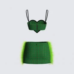 FINESSE Misty Green Houndstooth Set Sets