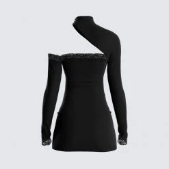 FINESSE Isla Black Lace Trim Dress 8 FINESSE Isla Black Lace Trim Dress