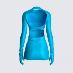 FINESSE Pam Blue Mini Dress & Gloves