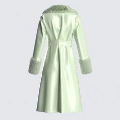 FINESSE Anna Sage Leather Shearling Coat