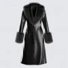 FINESSE Outerwear Willa Black Fur Trim Leather Coat