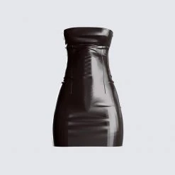 FINESSE Valerie Brown Leather Dress Dresses