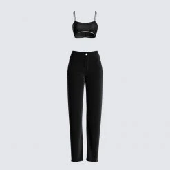 FINESSE Sets Addison Black Top & Pant Set