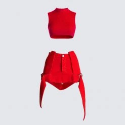 FINESSE Brielle Red Top & Skirt Set