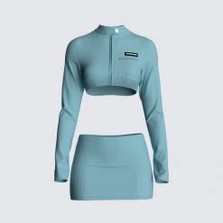 FINESSE Jones Blue Top & Skirt Set