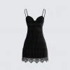 FINESSE Dresses Yira Black Lace Trimmed Dress