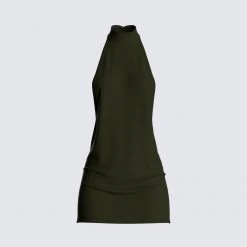 FINESSE Jess Olive Halter Dress Dresses