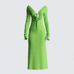 FINESSE Esme Ribbed Jersey Long Sleeve Midi Dress