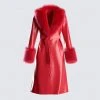 FINESSE Willa Red Fur Trim Leather Coat Outerwear