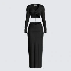 FINESSE Nadia Black Top & Skirt Set