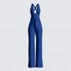 FINESSE Jumpsuits & Rompers Valentina Blue Halter Jumpsuit