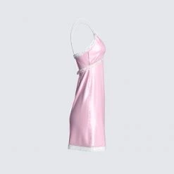 Dios Dresses Marsha Pink Satin Mini Dress