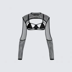 FINESSE Tops Silas Black Bra & Shrug