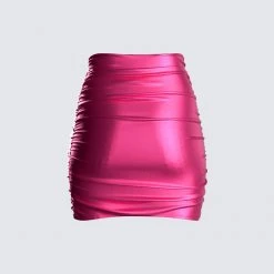 FINESSE Naomi Metallic Shirred Mini Skirt Bottoms