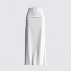 FINESSE Etta White Ruched Back Skirt