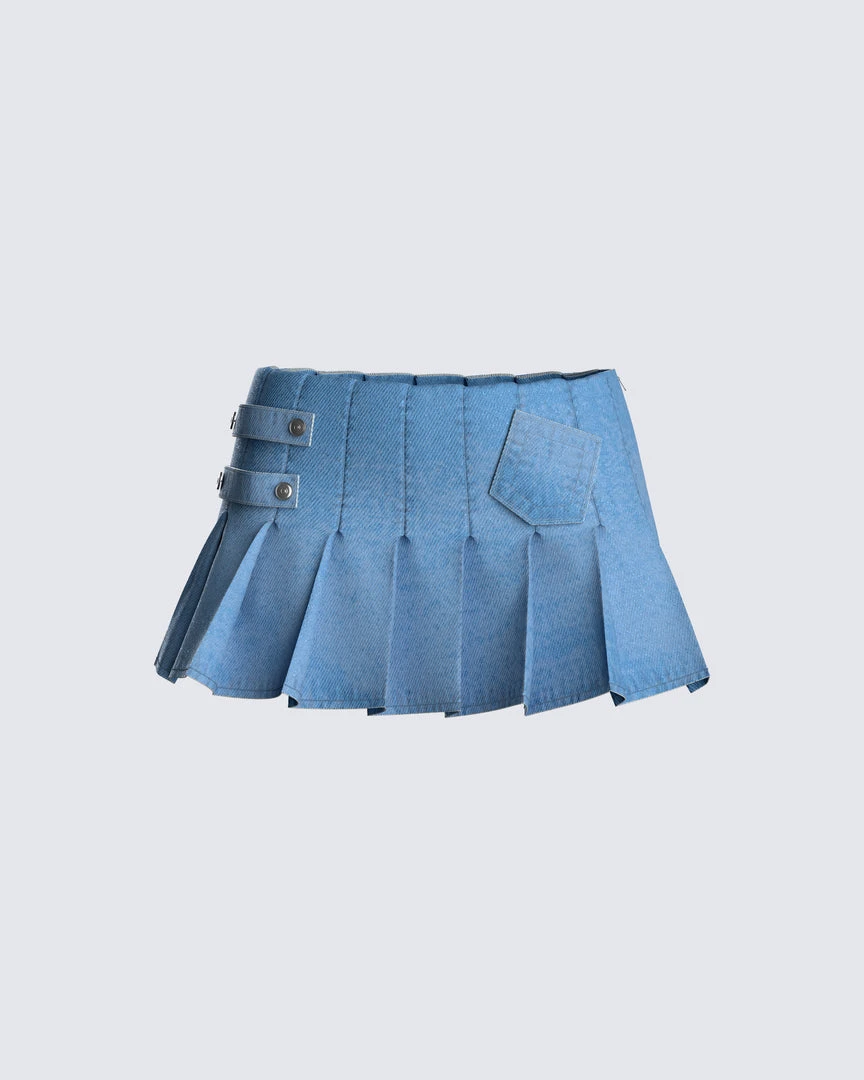 FINESSE Beverly Denim Pleated Skirt Bottoms 3 FINESSE Beverly Denim Pleated Skirt Bottoms