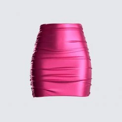 FINESSE Naomi Metallic Shirred Mini Skirt Bottoms