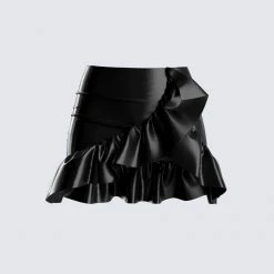 FINESSE Bottoms Lexi Black Leather Skirt