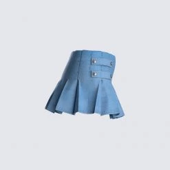 FINESSE Beverly Denim Pleated Skirt Bottoms