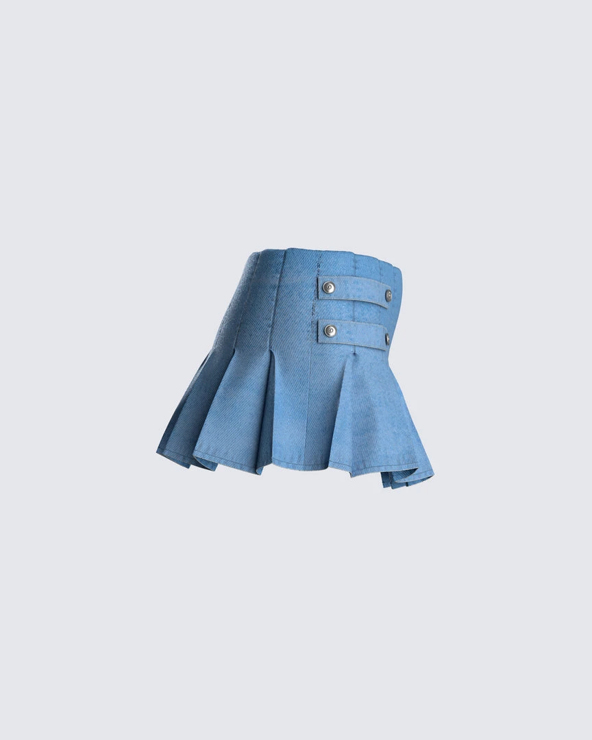 FINESSE Beverly Denim Pleated Skirt Bottoms 4 FINESSE Beverly Denim Pleated Skirt Bottoms