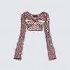 FINESSE Ellery Maroon Crochet Top