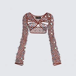 FINESSE Ellery Maroon Crochet Top