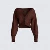 FINESSE Maggie Brown Cable Knit Cardigan Tops