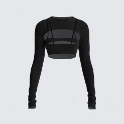 FINESSE Nadine Black Mesh Tank & Shrug