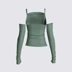 FINESSE Eve Slinky Jersey Spaghetti Strap Top & Sleeves